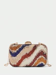 SHECARRY 时尚派对优雅彩色亮片手拿包 - 彩色 - 查看 4