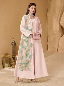 SHEIN Najma Bộ đồ nữ thời trang thanh lịch dáng rộng, phối nhiều mảnh, được thiết kế riêng. - Hồng - Xem 1