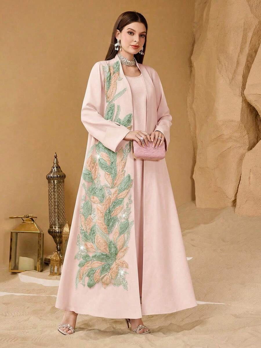 SHEIN Najma Bộ đồ nữ thời trang thanh lịch dáng rộng, phối nhiều mảnh, được thiết kế riêng. - Hồng - Xem 1