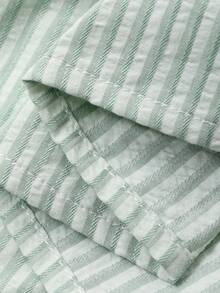 Livesso 女士夏季度假休闲条纹荷叶边吊带背心 - 綠色 - 查看 3