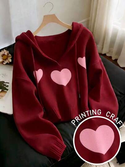 Resyla Women's Spring/Autumn New Arrival Sweatshirt, Soft Knit Casual Versatile Sweatshirt With Love Pattern