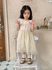 DAZY Infant/Toddler Girls' Round Neck Ruffle Lace Short Sleeve Dress - Apricot - View 7