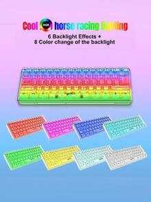Teckwe 有线透明游戏键盘，RGB背光超紧凑防水小巧紧凑型61键PC键盘 - 彩色 - 查看 3