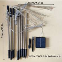 1pc 240LED Solar-Powered Fireworks Light, 8 Modes, Outdoor Solar-Powered Garden Light, Suitable For Patios, Terraces, Walkways, Lawns, Holiday Party Decorations, Easter, Christmas Decorations, Suitable For Christmas, Halloween, Graduation Season And Other Holiday Occasions. [Solar] - White - View 6