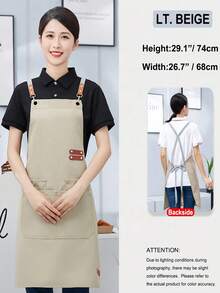 SHEIN 1 件 74*68cm 男女通用长款防水防油围裙餐厅围裙，系带围裙，多个口袋，适用于服务员、厨房、浴室、家庭、餐厅、家居用品，5 种颜色可选：黑色、卡其色、浅棕色、深棕色、蓝色 - 彩色 - 查看 6