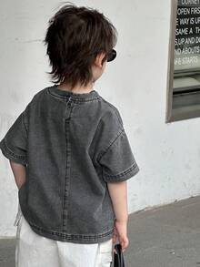 Dazy Kids 幼儿男童宽松休闲牛仔T恤，星形图案，夏季 - 灰色 - 查看 6