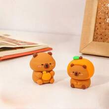 2/4个装汽车造型削笔器，创意可爱泡泡造型手动削笔器，颜色和款式随机。卡通手持削笔器，适合学校和办公室使用，可用于削铅笔和化妆刷。小巧便携，可用作桌面装饰、学习用品或奖品。深受学生喜爱，是开学必备品。 - 水豚02款(橙色) - 查看 17