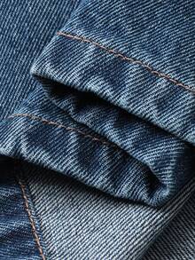 DAZY Conjunto casual de dos piezas de mujer con parches de color contrastante y denim lavado - Azul - Ver 10