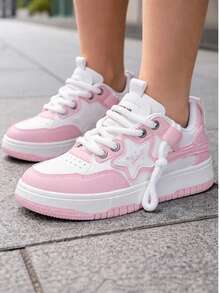 Tenis Casual para Mujer con Plataforma y Diseño Urbano en Colores Combinados - ROSA - Ver 5