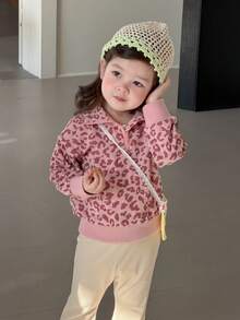 DAZY Toddler Girls' Leopard Print Long Sleeve Casual Sweatshirt - Pink - View 4