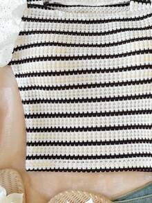 SHEIN 女童休闲可爱蝴蝶印花蕾丝边吊带背心，白色和粉色 - 白色 - 查看 5