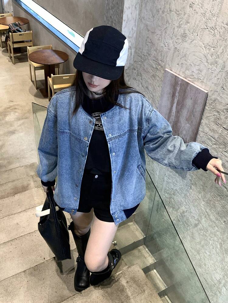 Women's Casual Denim Top With Youthful Vibe