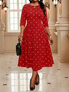 SHEIN Lady Đầm chấm bi dự tiệc thanh lịch cỡ lớn, Đầm chấm bi đỏ, Đầm chấm bi đỏ, Đầm đi nhà thờ cho nữ, Đầm chấm bi, Đầm midi thanh lịch, Đầm chấm bi đỏ, Đầm midi chấm bi cỡ lớn, Đầm midi cổ tròn viền tương phản xẻ tà in chấm bi đỏ trắng, Đầm tay lửng ba phần tư màu đỏ thanh lịch, Đầm mùa hè, Trang phục mùa xuân, Đầm thường ngày cho nữ, Đầm chấm bi ngày Valentine, Đầm chấm bi nữ, Đầm midi nữ, Đầm midi có tay áo, Đầm chấm bi - Đỏ - Xem 5