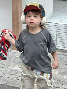 DAZY Baby Boys' Round Neck Contrast Stitching Short Sleeve Casual Street Wear Top Summer - Black - View 8