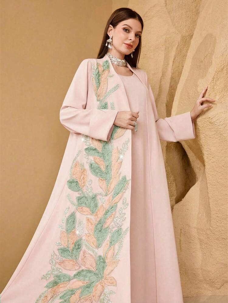 SHEIN Najma Customized Embellished Patchwork Women Loose Fashion Elegant 2 Pieces Set - Pink - View 6