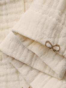 DAZY 可爱小熊蝴蝶结印花蕾丝边彼得潘领女士睡衣套装 - 杏色 - 查看 8