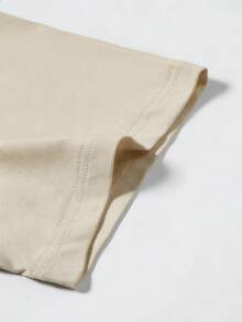 Manfinity Homme Men's Slim Fit Crew Neck Short Sleeve T-Shirt With Left Chest Pocket And Leather Patch - Apricot - View 3