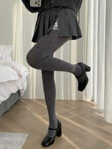 FRIFUL 女士爱心装饰塑身紧身裤/打底裤 - 灰色 - 查看 6