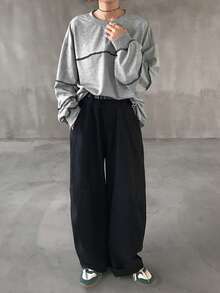 FRIFUL 女士休闲宽松落肩长袖卫衣 - 灰色 - 查看 5