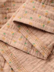 DAZY Sweet Polka Dot Chiffon Fabric Contrast Ruffle Trim Loose Fit Navy Collar Women Nightgown - Khaki - View 7