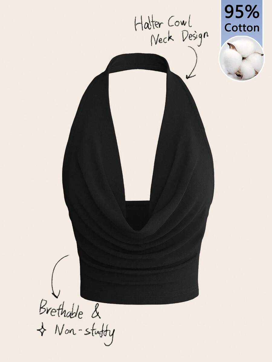 Tseoso Áo croptop nữ màu trơn, hở lưng, cổ yếm, gợi cảm, chất liệu 95% cotton, thích hợp mặc đi hộp đêm, đi nghỉ mát, dự tiệc, tập thể dục mùa hè, mặc ở nhà, đi học, phong cách retro vintage nhẹ nhàng, thanh lịch, thời trang thể thao thế hệ Z, mặc quanh năm theo phong cách miền Tây, lễ hội mùa xuân. - Nhiều màu - Xem 1