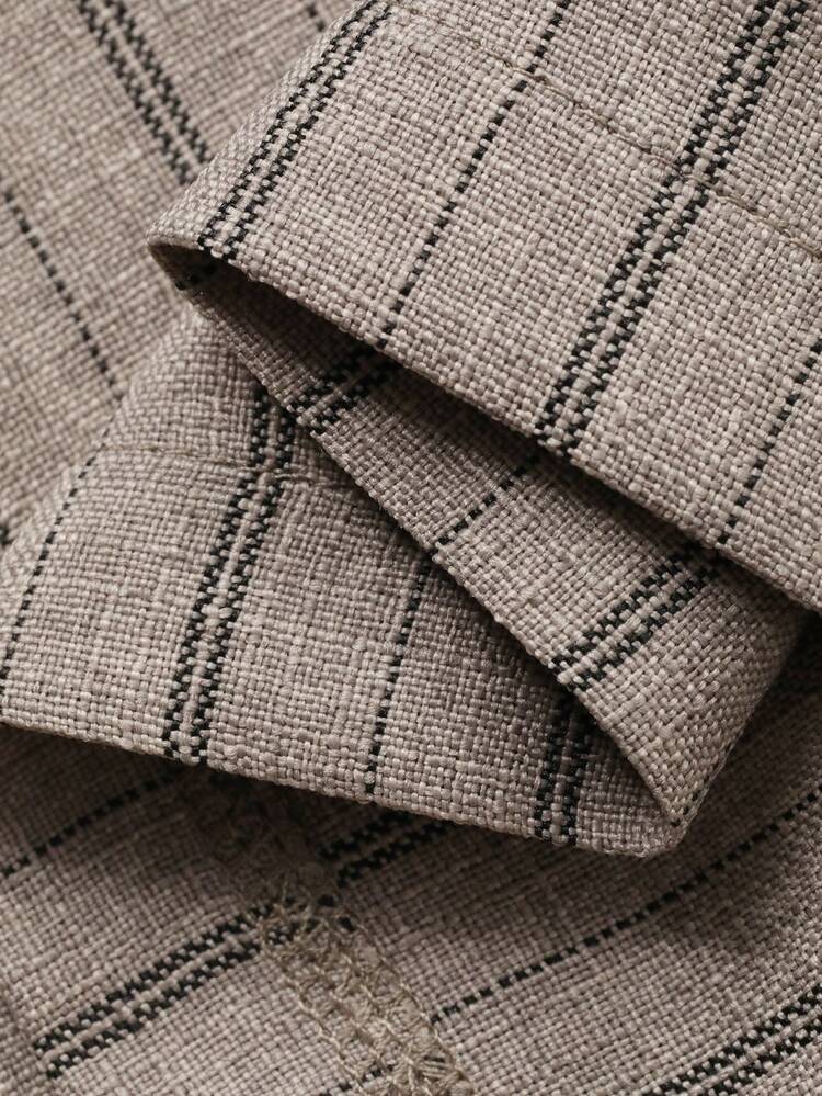 Dazy Plus Plus Size Women's Casual, Vacation, Daily, Work Commute Striped Print Button-Up Vest And Wide Leg Pants Set, Spring/Summer/Autumn