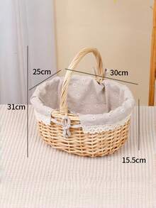 1pc Basket, Outdoor Picnic Basket, Essential Storage Basket For Spring Outings, Double-Handled Picnic Basket. It Can Also Be Used For Storage On A Living Room Table, Bedroom Decor Storage, Classroom/Office Storage - Multicolor - View 2