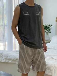 DAZY 男士字母印花背心短裤睡衣套装，夏季 - 彩色 - 查看 6