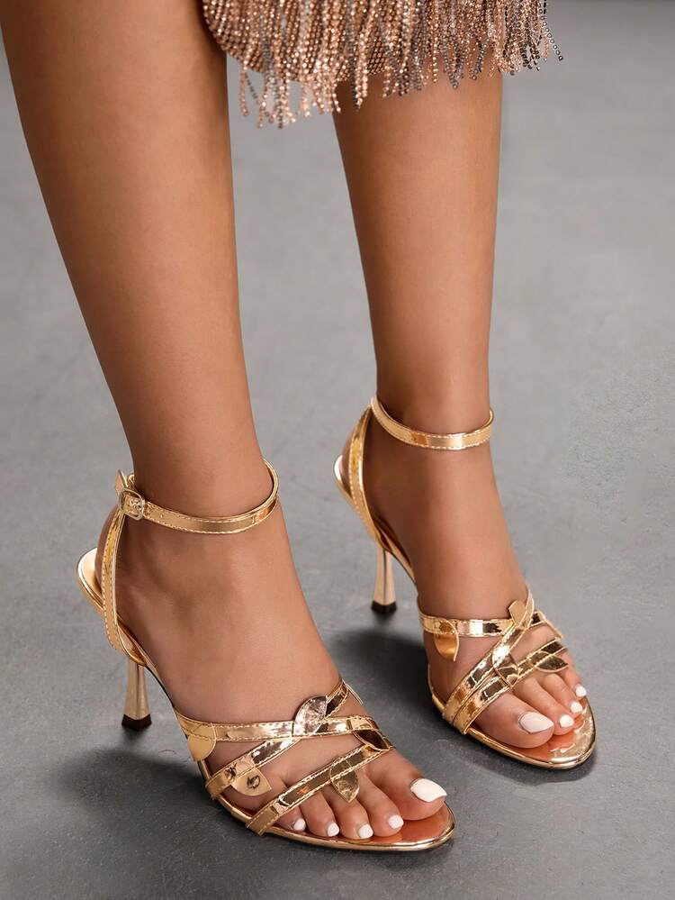 CUCCOO SZL Women's Pointed Toe Buckle Design Fashion High Heel Sandals For Daily Wear Prom Heels