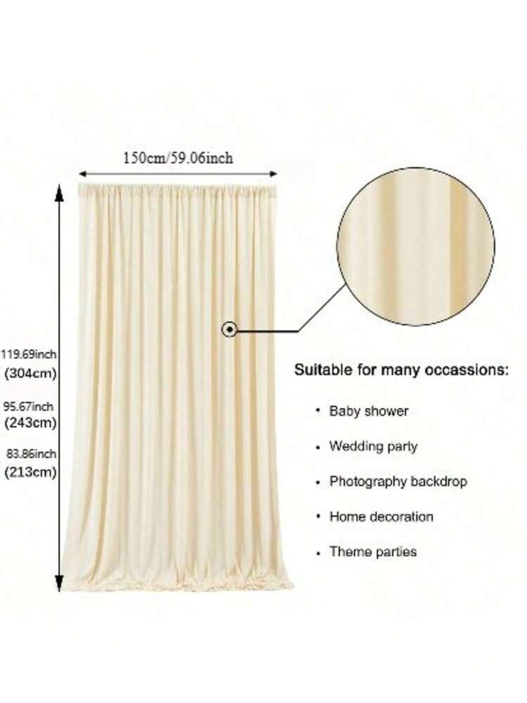 Party Backdrop Curtains, Rod Pocket Fabric Curtains, Fabric Backdrop Curtains, Party Decorations, 5 X 7/8/10 Feet, 1/2 Panels - Beige - View 13