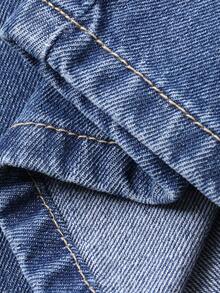 Livesso 女士休闲荷叶边无袖上衣和牛仔裤套装 - 中等水洗藍 - 查看 7