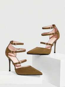 CUCCOO SZL Women's Pointed Toe Buckle Design Fashionable High Heels, Versatile For Daily Wear Valentine's Day - Green - View 7