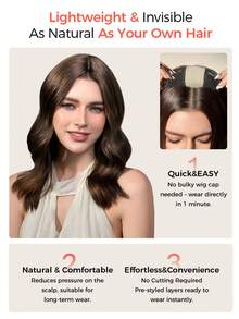 ZERO-NET 115克 16英寸 女士真人发片 8x8英寸大底座 适合头发稀疏的女性 - Natural Black - 查看 11