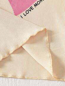 Playful Pals 3套女婴可爱休闲粉色爱心字母“我爱妈妈”印花罗纹针织荷叶边短袖圆领T恤上衣和长裤打底裤，柔软弹力两件套服装，适合情人节、日常居家穿着，春夏皆宜。 - 粉色 - 查看 4