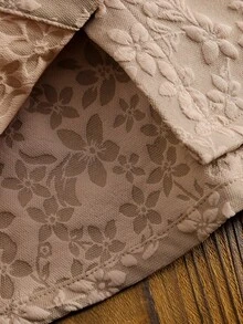 Young Girl Mandarin Collar Jacquard Sleeveless Shirt Top And Mini Skirt Vacation Outfit Set - Brown - View 7