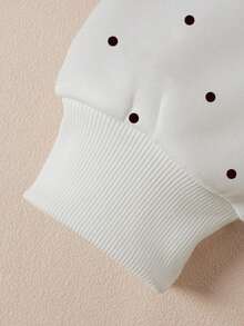 Resyla Women's Casual Polka Dot Print Hooded Sweatshirt, Autumn/Winter - White - View 3