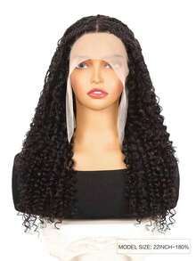 Boho Braided Water Wave Human Hair 180% Density 13x4 Bohemian Curly Ends Boho Braids Wig 18-30Inch Human Hair Wigs Curly Wave Pre Plucked Transparent Lace Natural Black Wigs - Natural Black - View 2