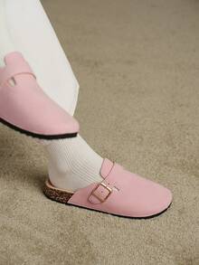 Solecia 女士时尚厚底拖鞋，方形扣设计，与女鞋完美搭配 - 粉色 - 查看 4