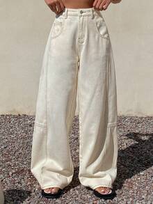 Livesso 女士休闲街头风宽松百搭牛仔裤