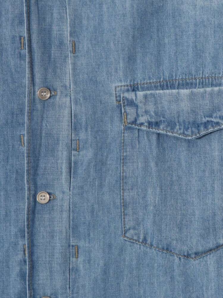 Men's Vintage Washed Blue Denim Jacket, Spring