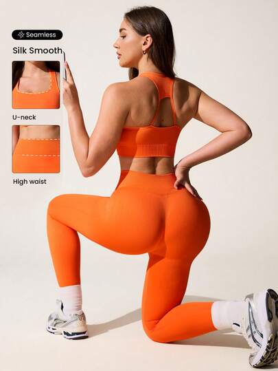 Core Rhythm Women's Solid Color Halter Top And Leggings Sports Suit