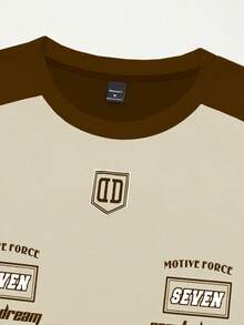 Claim Dot 男士街头时尚印花圆领短袖T恤 - 卡其色 - 查看 7