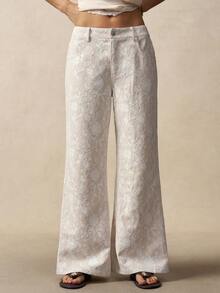 Bohemela 女士休闲蕾丝喇叭裤 - 杏色 - 查看 5