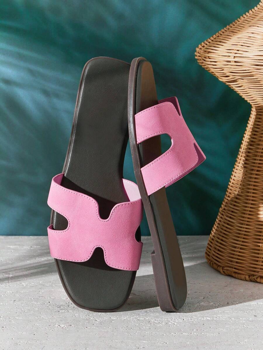 SHUZIA 史上最畅销女款奢华风镂空露趾橄榄绿鞋底淡紫色拖鞋——优雅、舒适、百搭 - 彩色 - 查看 1