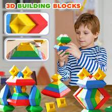 MINKOJA - SELECTS Juguetes de bloques de construcción apilables en forma de pirámide STEM, bloques apilables, regalo de Pascua, regalo del Día del Niño, bloques de construcción, juegos de bloques de construcción, aprendizaje en el aula, juguetes para niños, juguetes antiestrés, juguetes de apilamiento para niños - Multicolor - Ver 4