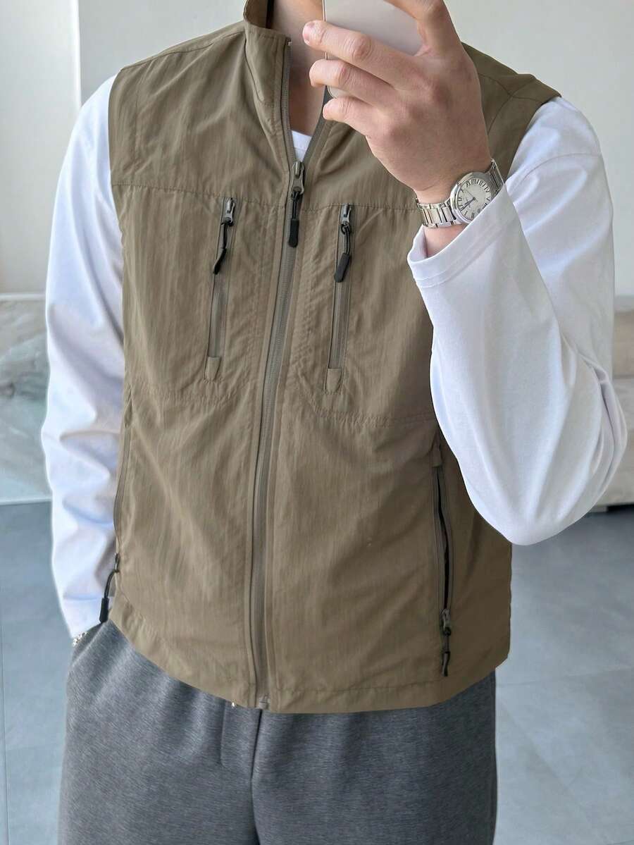 DAZY Military Green Outdoor Vest For Men, Summer - Army Green - View 1
