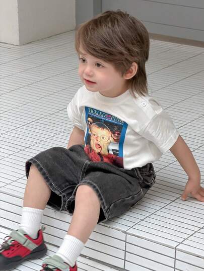 DAZY 男童卡通印花休闲圆领短袖上衣