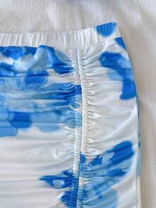 SHEIN Tween Girl Blue Floral Print Camisole Top And Pleated Skirt Set