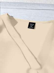 EMERY ROSE Plus Size Women V-Neck Polka Dot Single-Breasted Casual Versatile Daily Shirt, Suitable For Summer - Apricot - View 5