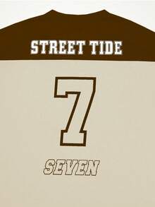 Claim Dot 男士街头时尚印花圆领短袖T恤 - 卡其色 - 查看 4